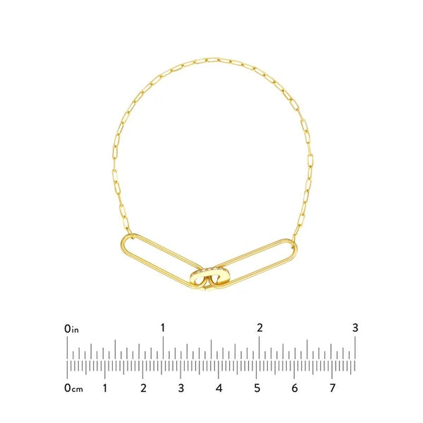 Mini Diamond Pushlock Paper Clip Chain Bracelet