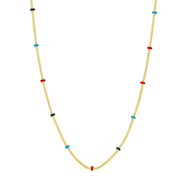 Tri-colored EN/Amel Bead Saturn Chain