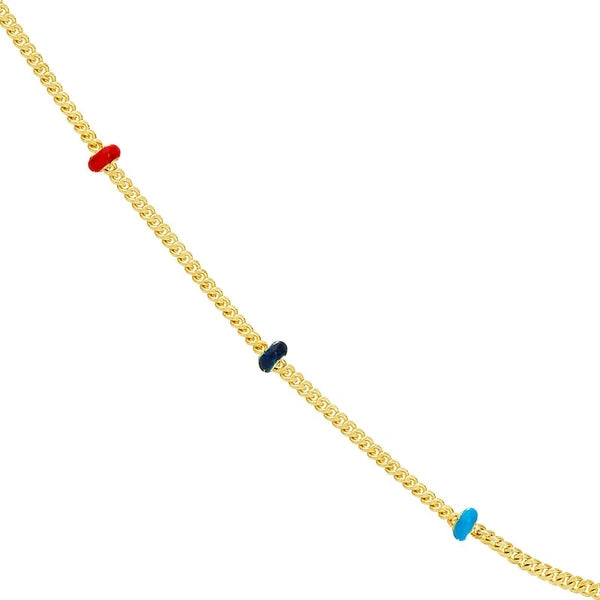 Tri-colored EN/Amel Bead Saturn Chain
