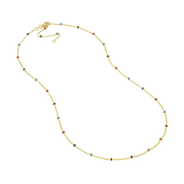 Tri-colored EN/Amel Bead Saturn Chain