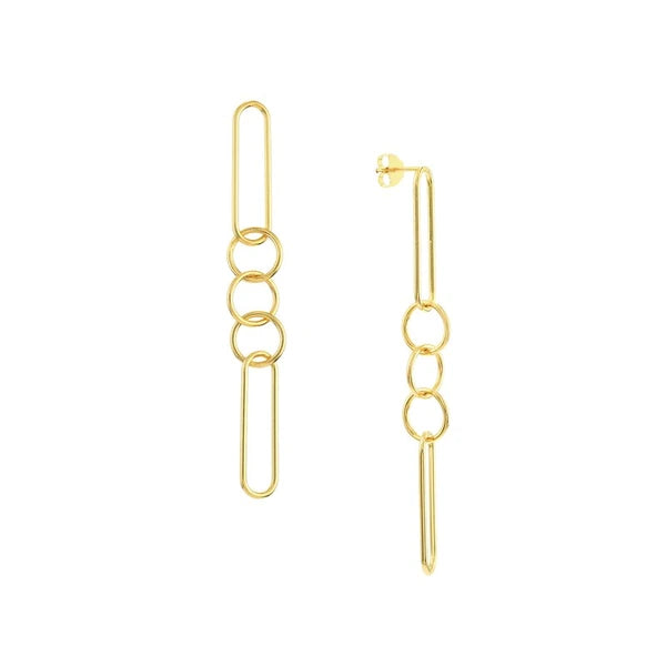 Paper Clip & Circle Link Dangle Earrings