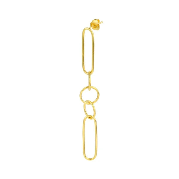 Paper Clip & Circle Link Dangle Earrings