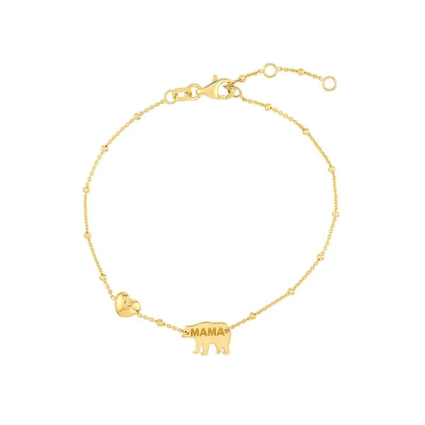 Mama Bear & Puffed Heart Bracelet