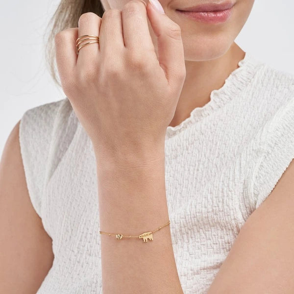 Mama Bear & Puffed Heart Bracelet