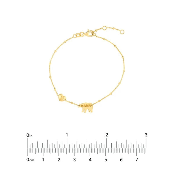 Mama Bear & Puffed Heart Bracelet