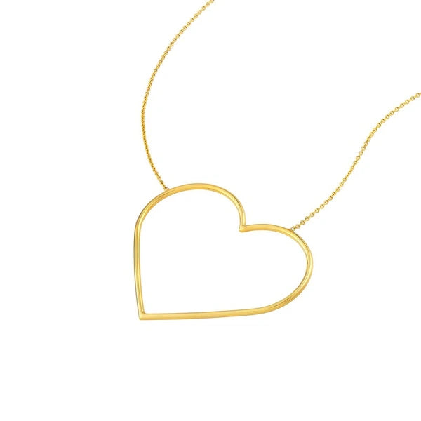 Slanted Oversized Wire Heart Adjustable Necklace