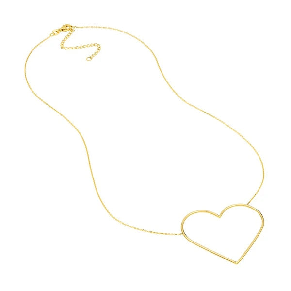 Slanted Oversized Wire Heart Adjustable Necklace