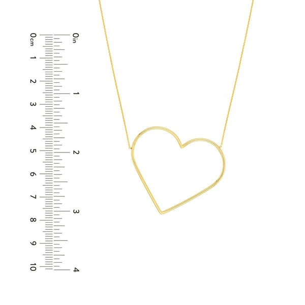 Slanted Oversized Wire Heart Adjustable Necklace