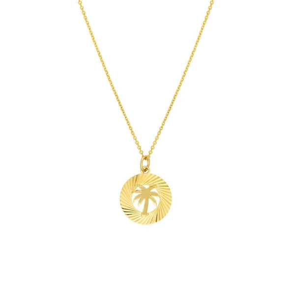 Fluted Palm Tree Medallion Necklace