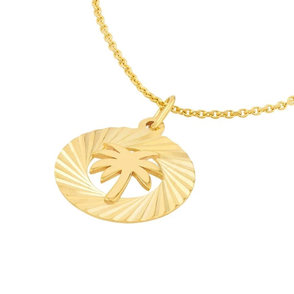Fluted Palm Tree Medallion Necklace