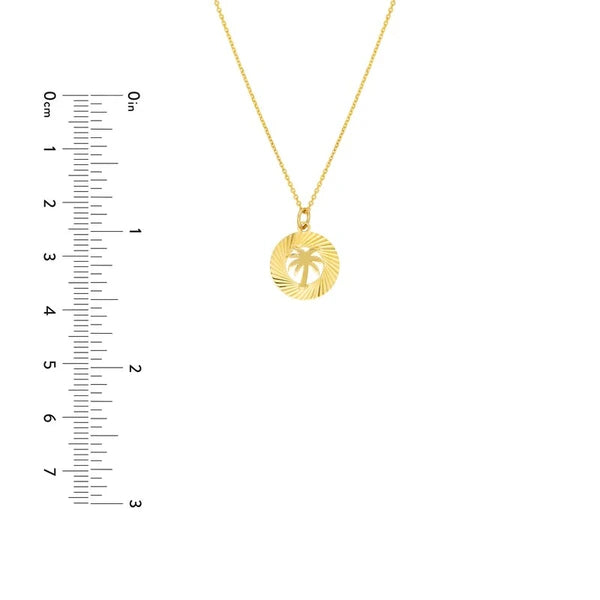 Fluted Palm Tree Medallion Necklace