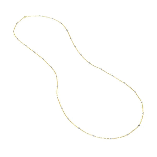 Long & Lovely Two-Tone D/C Bead Station Necklace