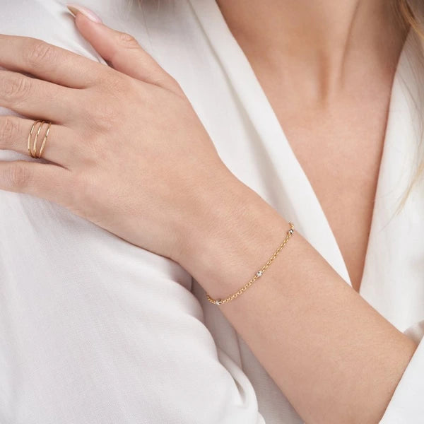 Two-Tone Disco Bead Rolo Chain Bracelet