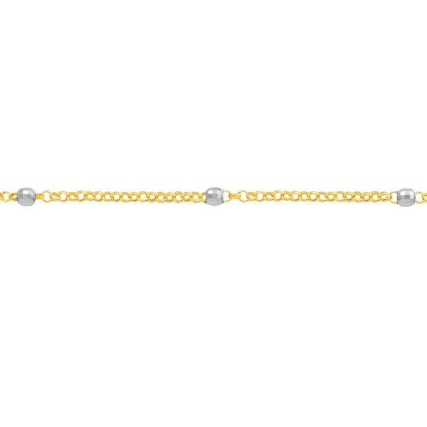 Two-Tone Disco Bead Rolo Chain Bracelet