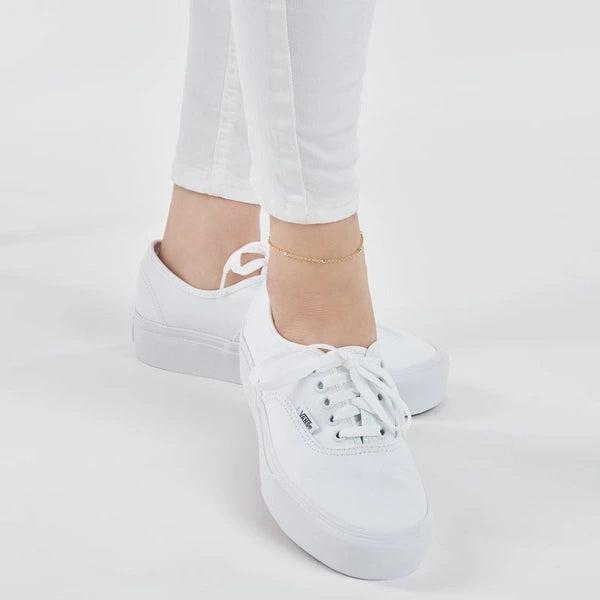 Two-Tone D/C Bead Station Rolo Chain Anklet