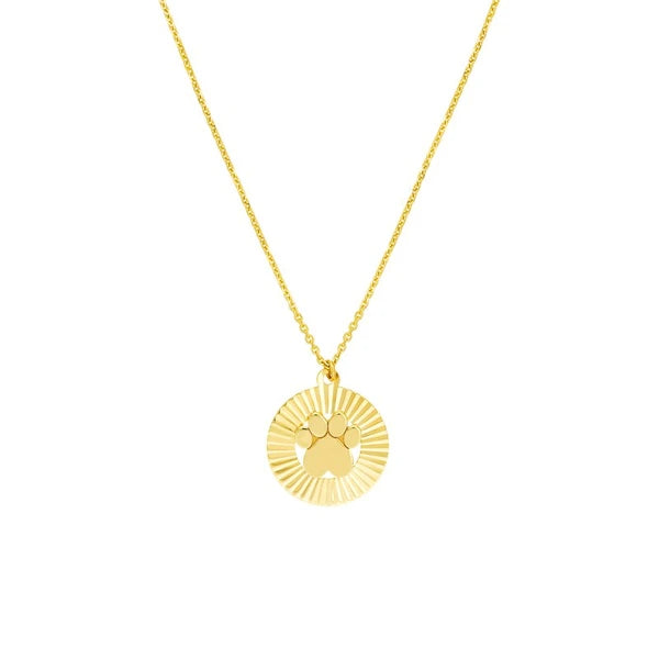 Fluted Paw Print Medallion Necklace