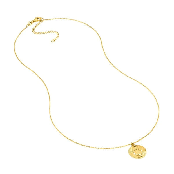 Fluted Paw Print Medallion Necklace