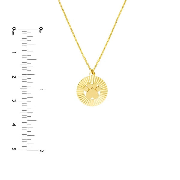 Fluted Paw Print Medallion Necklace