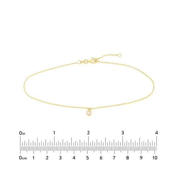 Bezel Set Diamond Charm Anklet
