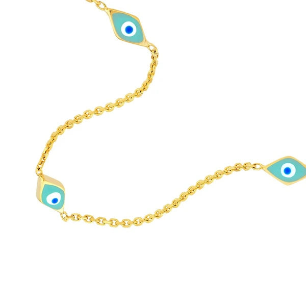Turquoise EN/Amel Evil Eye Station Necklace