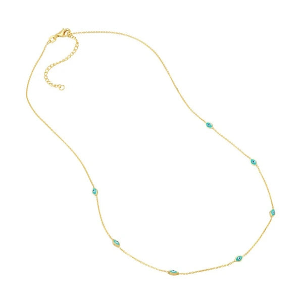 Turquoise EN/Amel Evil Eye Station Necklace