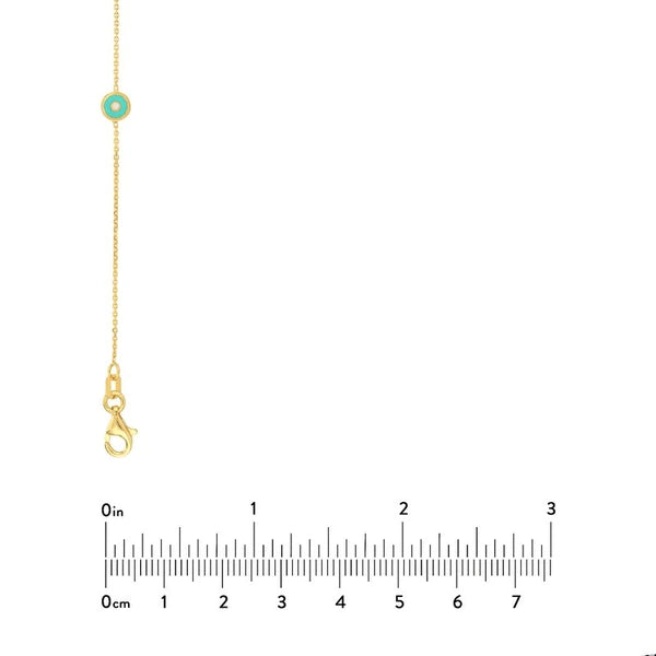 Lt. Turquoise EN/Amel Round Evil Eye Station Necklace