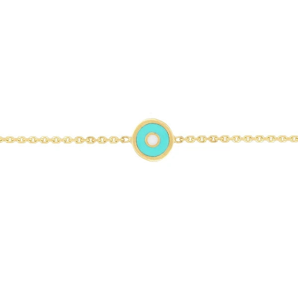 Turquoise EN/Amel Round Evil Eye Station Bracelet