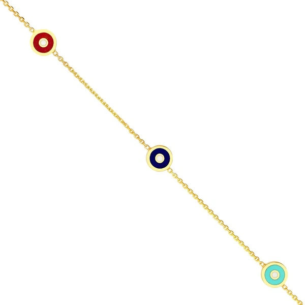 Mixed EN/Amel Round Evil Eye Station Necklace