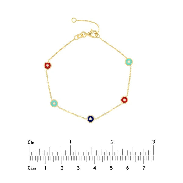 Mixed EN/Amel Round Evil Eye Station Bracelet