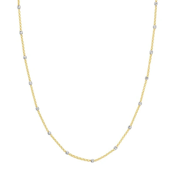 Two-Tone Disco Bead Rolo Chain Necklace