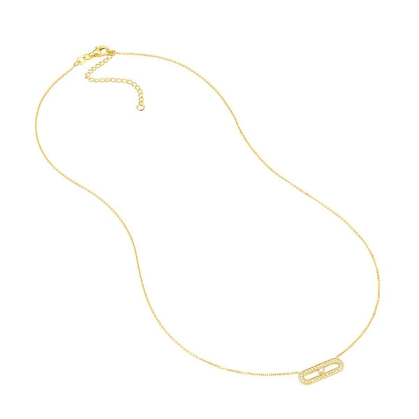 Diamond Paper Clip Element Necklace