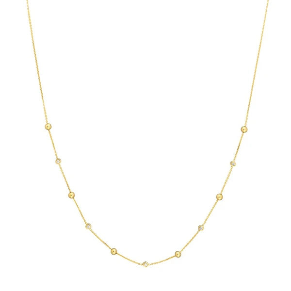 AlterN/Ating Bezel Diamond & Bead Necklace