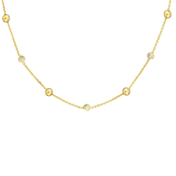 AlterN/Ating Bezel Diamond & Bead Necklace