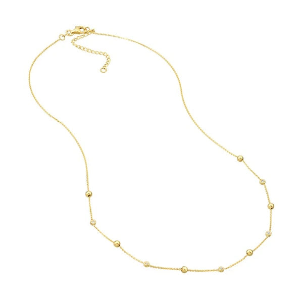 AlterN/Ating Bezel Diamond & Bead Necklace