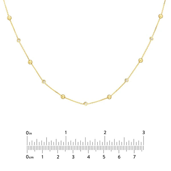 AlterN/Ating Bezel Diamond & Bead Necklace