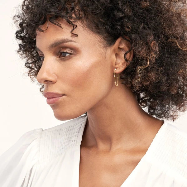 Bezel Diamond Chain Front-to-Back Earrings