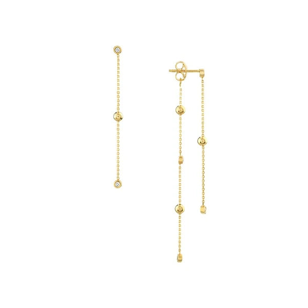 AlterN/Ating Bezel Diamond & Bead Front & Back Earrings