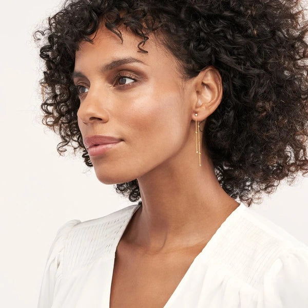 AlterN/Ating Bezel Diamond & Bead Front & Back Earrings