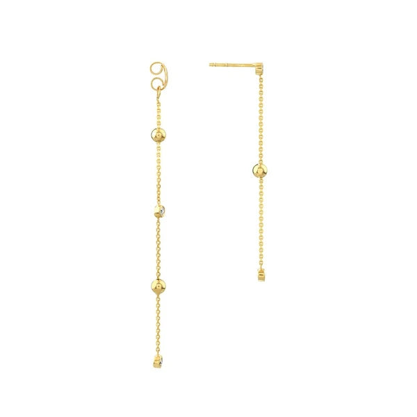 AlterN/Ating Bezel Diamond & Bead Front & Back Earrings