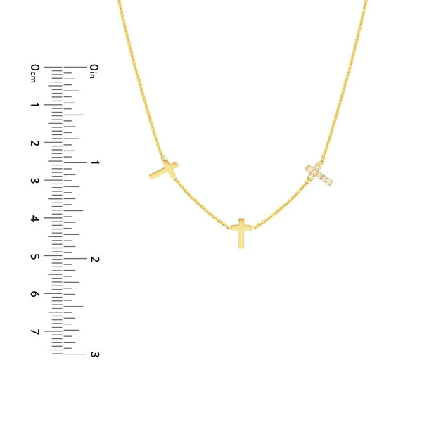 Triple Cross with Diamond Necklace