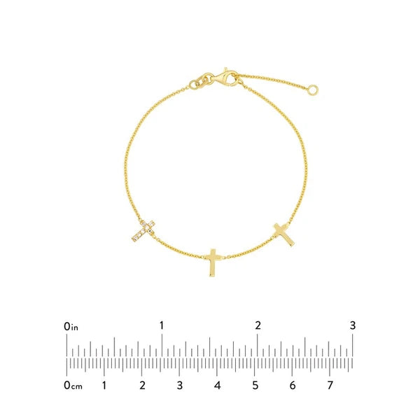 Triple Cross with Diamond Bracelet