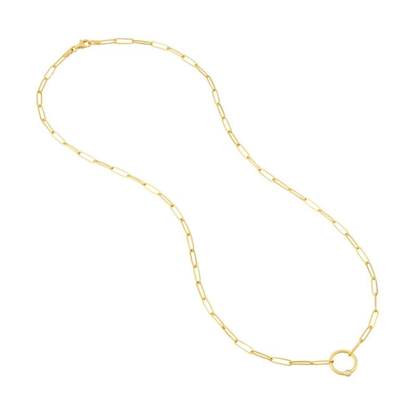 Bezel Diamond Ring Paper Clip Necklace