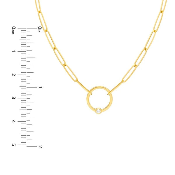 Bezel Diamond Ring Paper Clip Necklace
