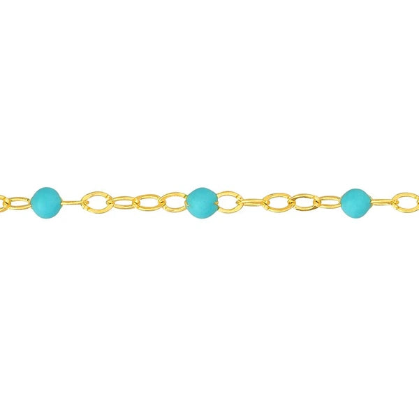 Light Turquoise EN/Amel Bead on Piatto Chain