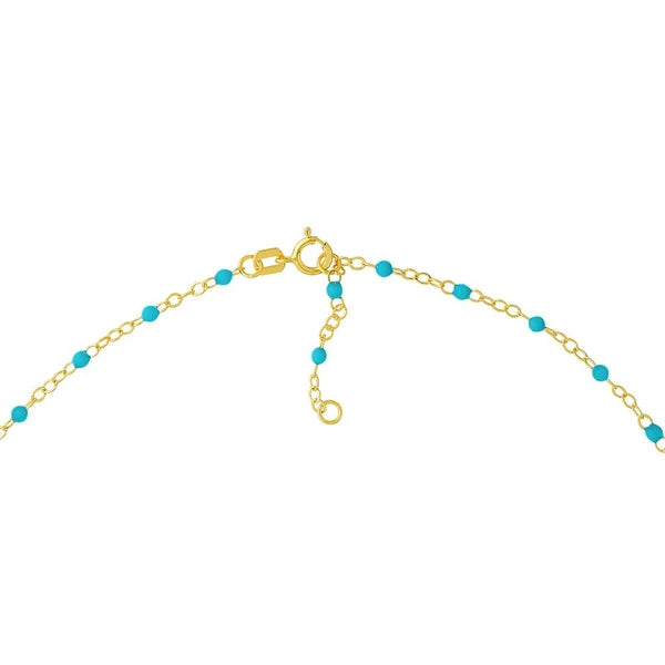 Light Turquoise EN/Amel Bead on Piatto Chain