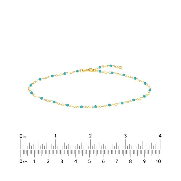 Light Turquoise EN/Amel Bead on Piatto Chain