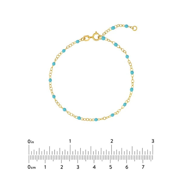 Light Turquoise EN/Amel Bead on Piatto Chain
