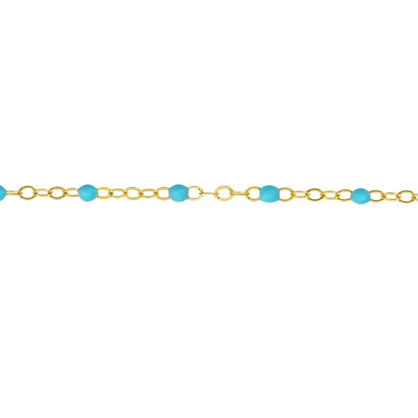 Light Turquoise EN/Amel Bead on Piatto Chain