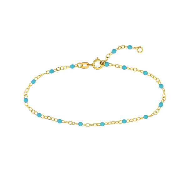 Light Turquoise EN/Amel Bead on Piatto Chain
