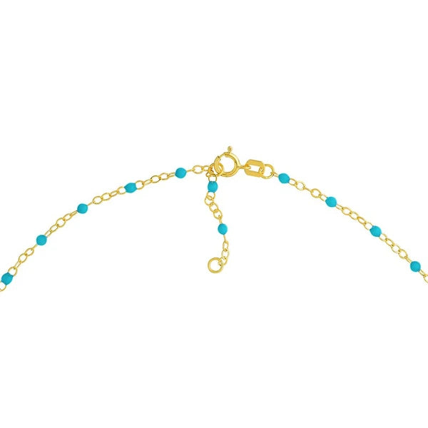 Light Turquoise EN/Amel Bead on Piatto Chain